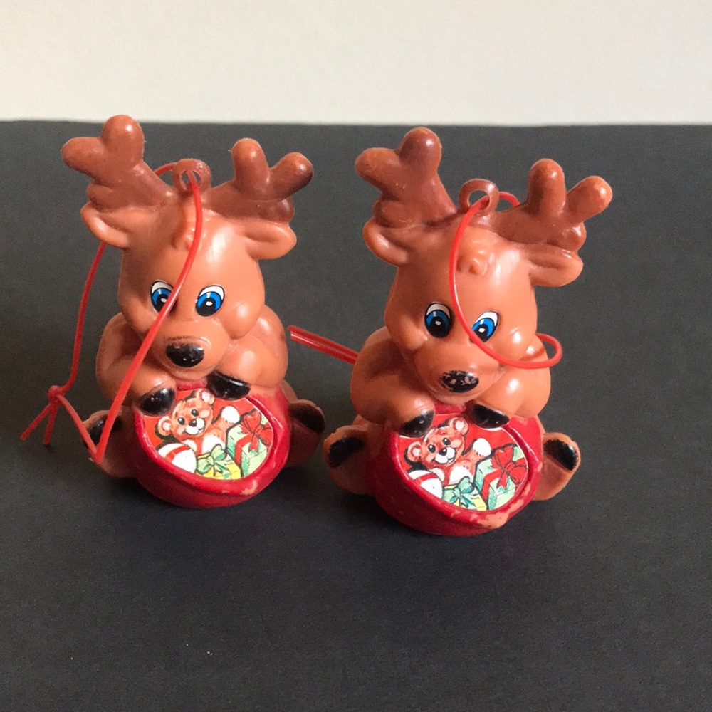 Vintage Celluloid Reindeer Ornaments